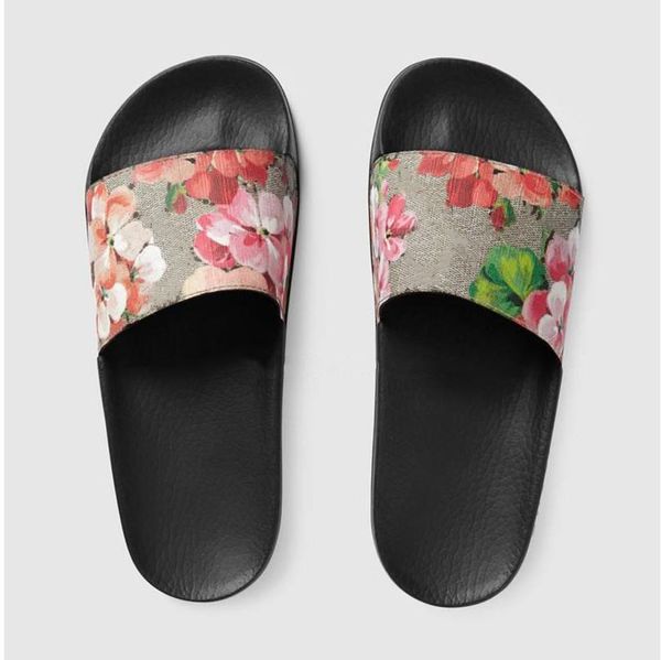 

men women slippers bloom slides summer flat slipper tiger leather rubber sandal beach slide, Black