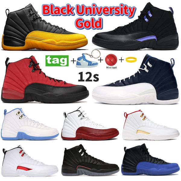 

2022 high 12s 12 men basketball shoes black university blue dark indigo royalty twist bordeaux cherry playoffs reverse flu game