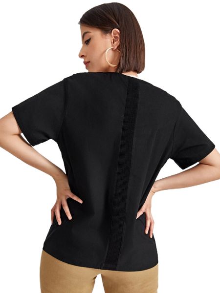 

x idioma studio drop shoulder plisse back solid tee q13j#, White