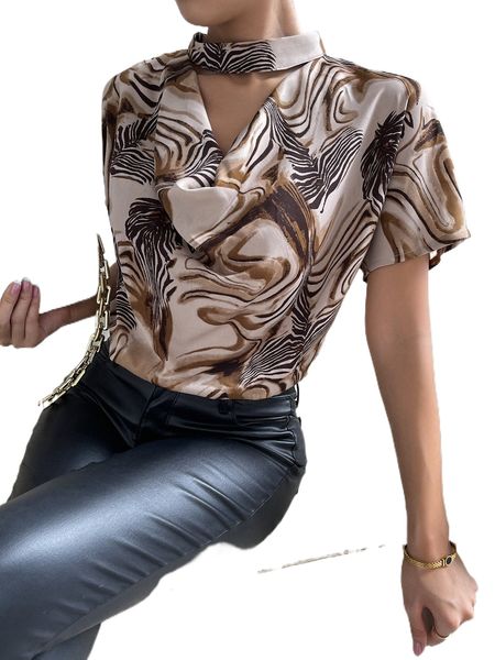 

allover print keyhole neckline batwing sleeve bodysuit c9ws#, White