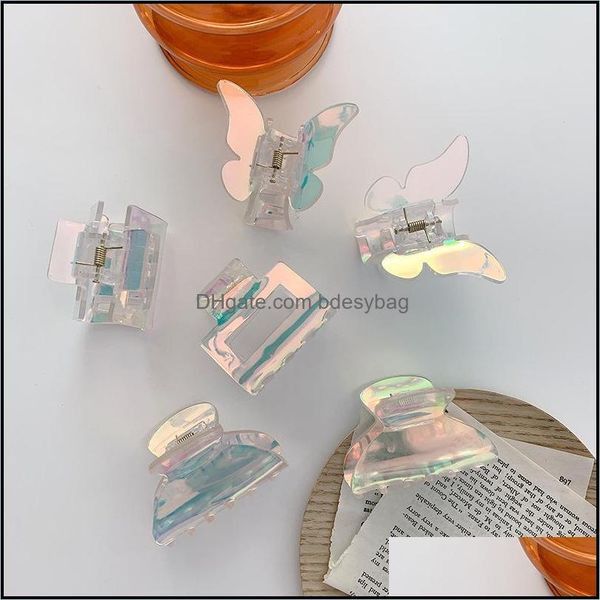 

hair clips barrettes korean new fashion dazzle color transparent acryli dh6yw, Golden;silver