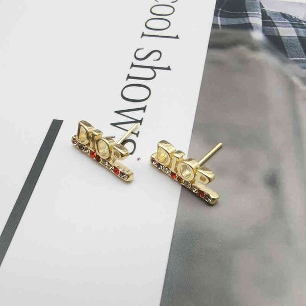 

2022 factory wholesale new di fragrance golden earrings women's small color diamond personality high sense of and jlz4