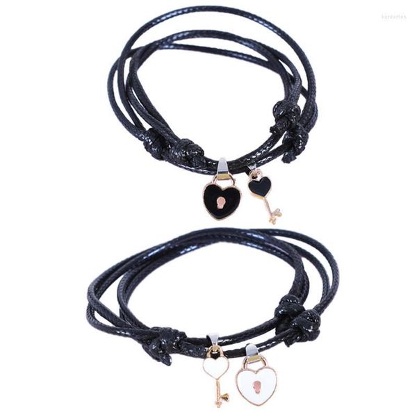 Cadeia de link 2 Casais Bracelete simples Love Lock Jewellery Birthday Gifts Kent22