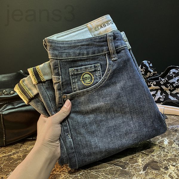 

men's jeans designer men's 2021 new early autumn street style pants embroidered trousers trendy brand light luxury z4f9, Blue