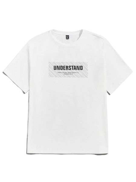 

extended sizes men slogan graphic tee c4zo#, White;black