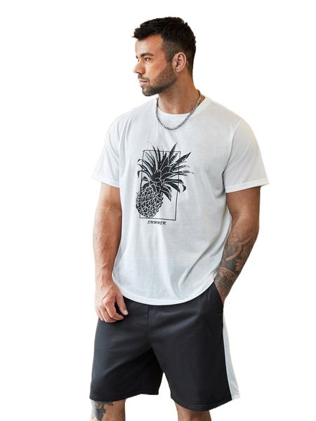 

men fruit & letter graphic tee l6zi#, Gray