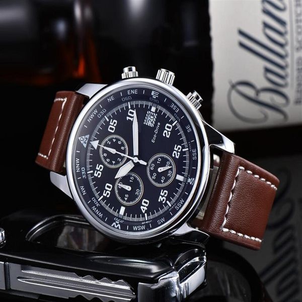 

all dials work full functional men automatic quartz watch mens casual military sports wristwatch leather strap cl287l, Slivery;brown