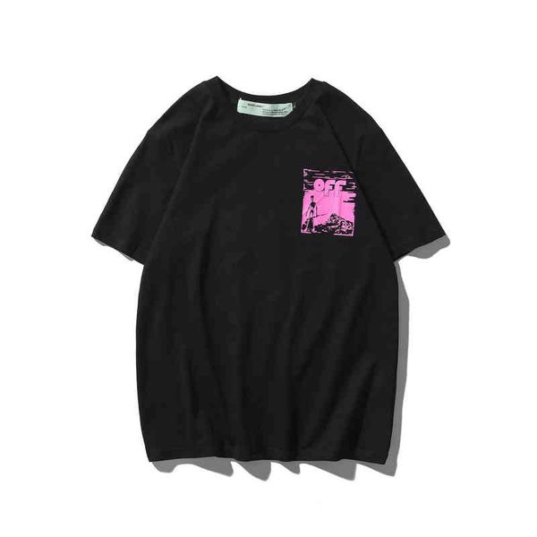 

2022 spring and summer new 50% off pink skull letter pattern round neck pullover short sleeve unisexkwsj, White;black