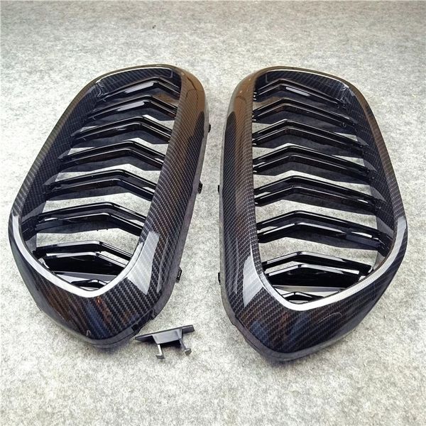 1 paio di griglia del rene anteriore in ABS lucido nero con 2 stecche per BMW Serie 5 G30 G38 20 18-in Griglie per paraurti da corsa Car Styling