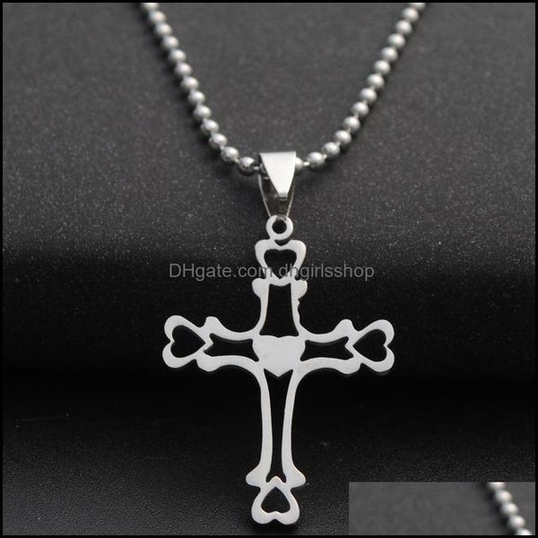 

pendant necklaces stainless steel mtilayer hollow love heart cross necklace religion jesus family friend gifts jewelry p dhgirlsshop dho8t, Silver