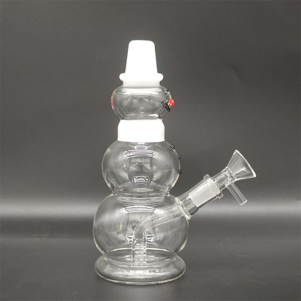 6.9in Pupazzo di neve Bong in vetro Narghilè Pipa ad acqua Dab Rig Vetro borosilicato alto Gorgogliatore con ciotola da 14 mm