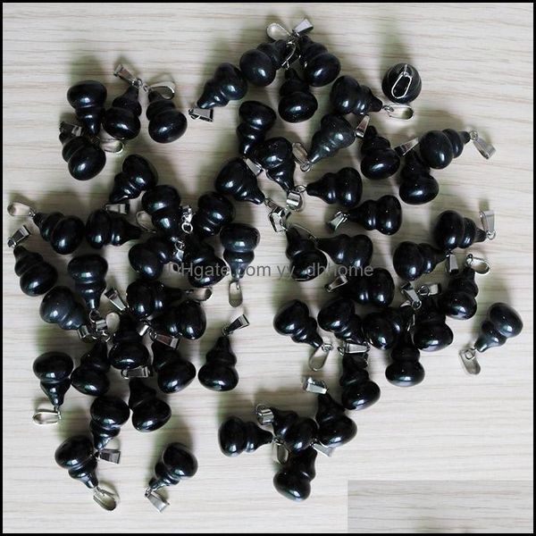 

pendant necklaces pendants jewelry wholesale 50pcs charm obsidian natural stone gourd shape diy making for dhkht, Silver
