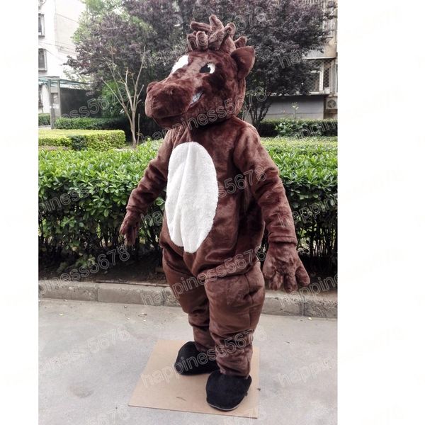 

performance brown horse mascot costumes halloween christmas cartoon character outfits suit advertising carnival adults outfit, Red;yellow