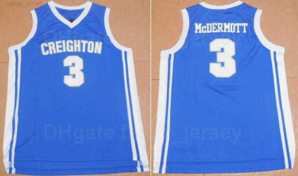 Creighton Bluejays College 3 Doug McDermott Jerseys University Basketball Team Color Blue Bordery and Costom