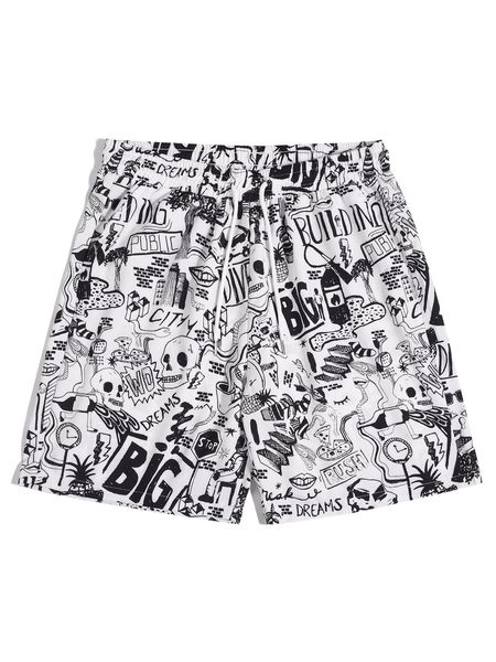 

romwe guys graffiti shorts f56y#, White;black