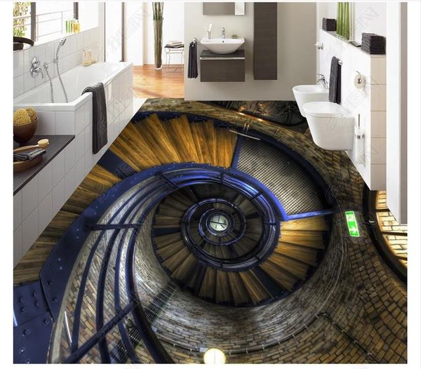 

custom p flooring wallpaper 3d wall stickers modern shocking staircase three-dimensional living room floor painting walls papers home decora
