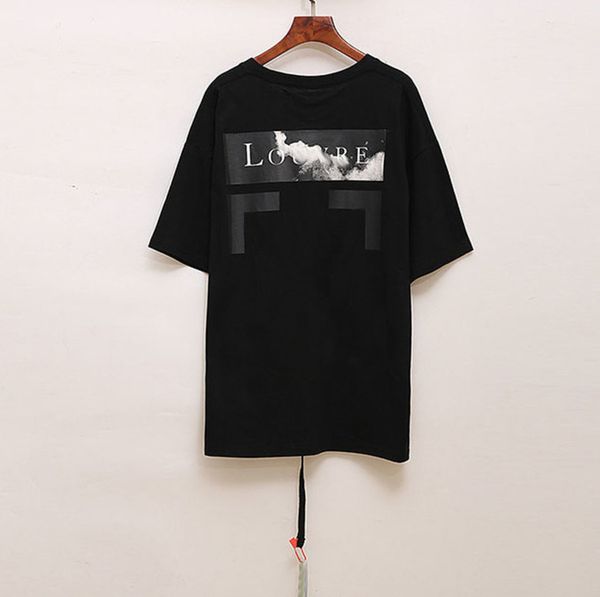 

mens brand fashion classic t shirts offs summer designer women loose tees quality t-shirt letter arrow oil painting black white tshirts lux, White;black