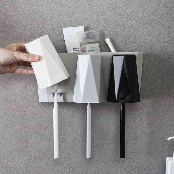 

toothbrush rack toilet wall suction toothbrush mounted cup shelf non perforated mouthwash set