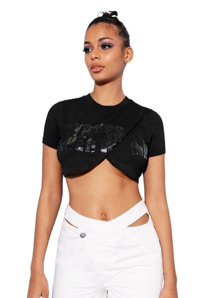 

letter graphic tulip hem crop t0lf#, White