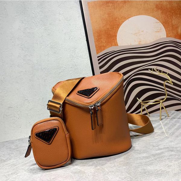 

new 3-in-1 crossbody bag triangle closure genuine leather men's and women's shoulder bucket bag