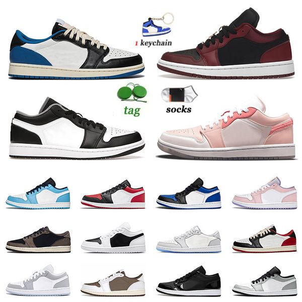 

jumpman 1 low sneakers og basketball shoes 1s with socks mocha pink black white unc bred toe fragment pine green men women jogging lows trai