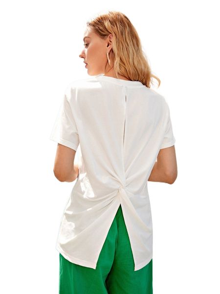 

t.wist back solid tee f3bw#, White