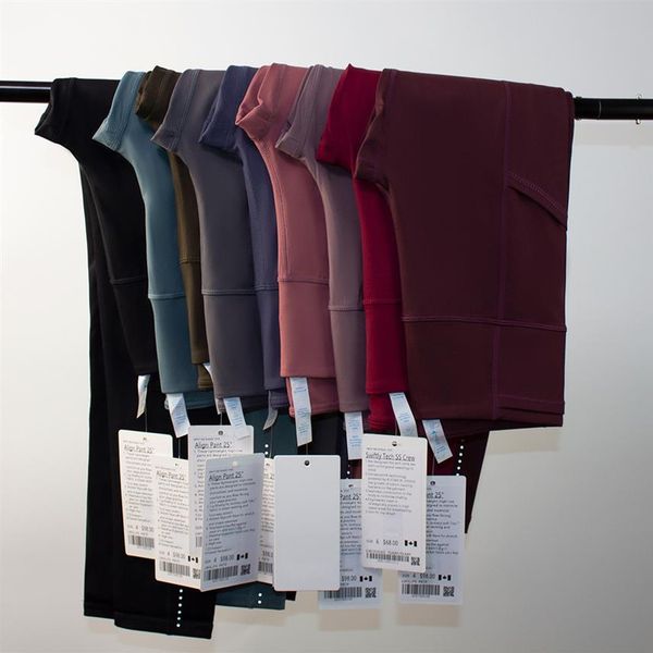 

lu yoga fast and align double-sided brushed high waist multi pocket tights night riding waist capris202l