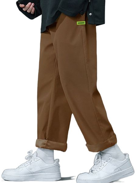 

men letter patched detail pants 43dv#, Black