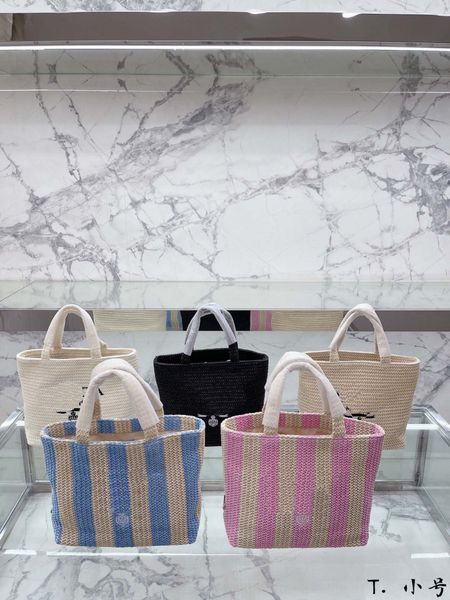 

summer straw bags beach bag raffia linen totes girls knitting shoppper designer shoulder bag high capacity tote five colors