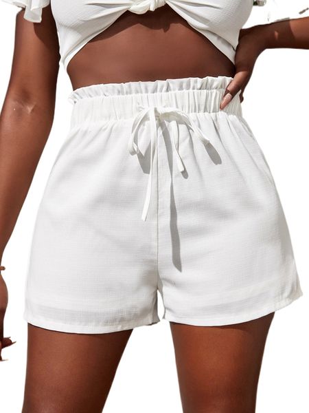 

sxy paper bag waist tie waist shorts z3q5#, White;black