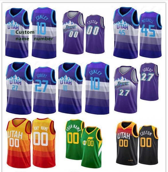 

75th custom men women youth utah''jazz''donovan 45 mitchell mike 10 conley 00 clarkson rudy 27 gobert basketball jersey, Black;red