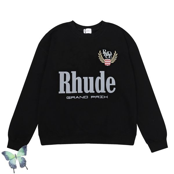 

rhude pullovers men women design sweatshirts, Black