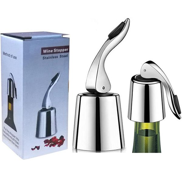 

reusable bar tools wine bottle ser stainless steel vacuum sealed wine saver with silicone storage sealer preserver champagne closures lids c