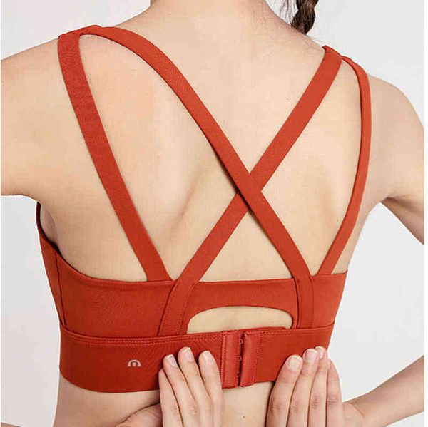 

lulu lu-yw112 bras brand sports bra women's shockproof gathered fitness underwear integrated anti sag yoga vest mg4z, Red;black