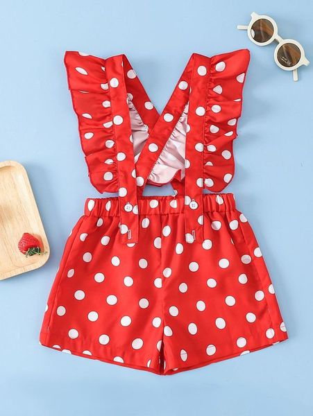 

toddler girls polka dot ruffle trim romper she, Blue