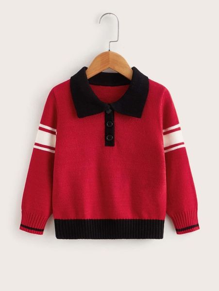 

toddler boys striped pattern polo neck sweater she, Blue