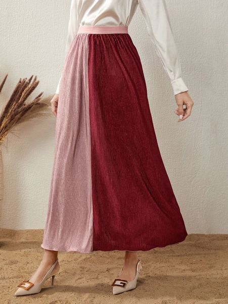 

high waist two tone skirt l9an#, Black