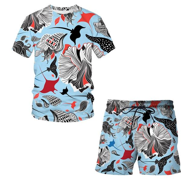 

men's tracksuits men's tracksuits 2022 men summer beach suit abstract animal hawaiian printing short sleeve + shorts streetwear ca, Gray