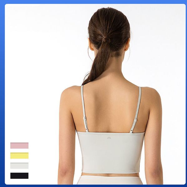 

lulu bras brand sports underwear women's adjustable thin shoulder belt breast beauty back running yoga fitness vest lu-ds190 032a, Red;black