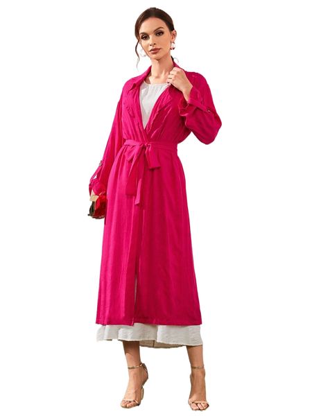 

lapel neck belted coat e771#, Black