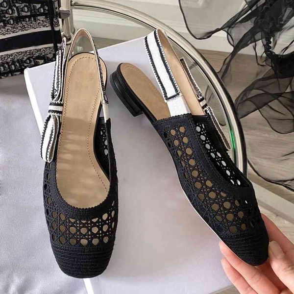 

sandals d family square head high-heeled sandals women's spring and summer versatile back strap shallow cut-out low thick heel shoes lk, Black
