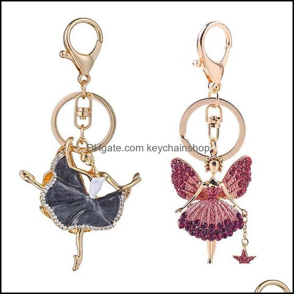 

keychains fashion accessories dancing ballet girl keychain ballerina pendant women jewelry rhinestone keyring bag car key holder dancer drop, Silver