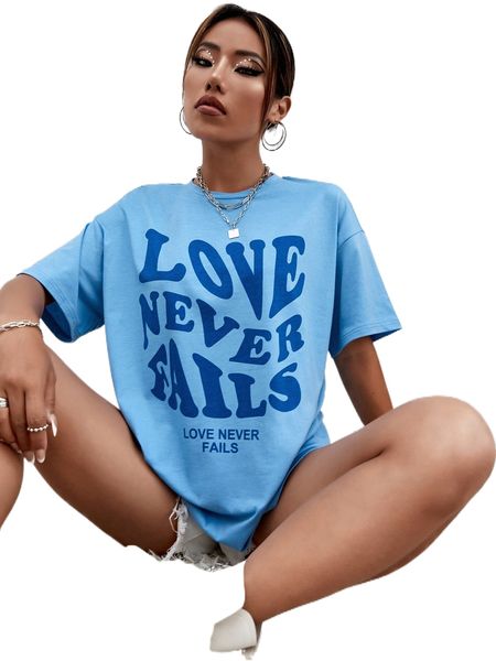 

slogan graphic drop shoulder tee o3ib#, White