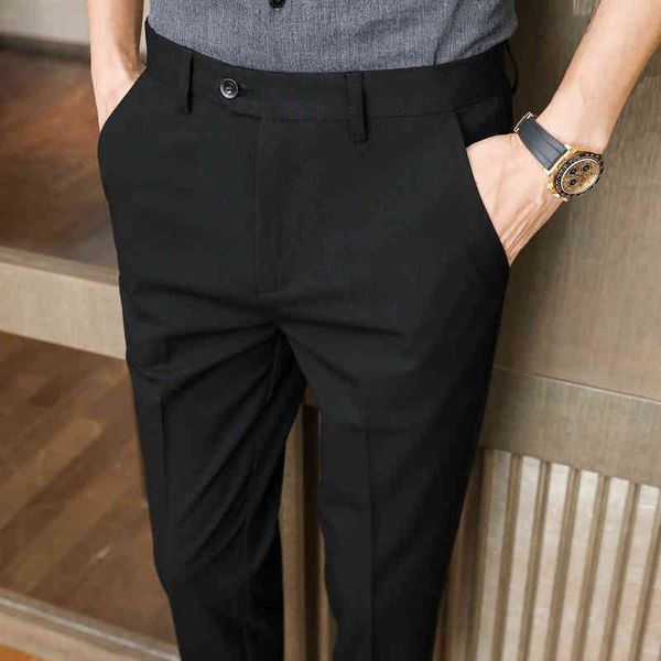 

men jeans men business casual trousers men's slim fit straight leg black suit pant autumn 221223