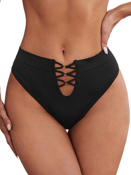 

cross cut-out panty j47q#, Black;red