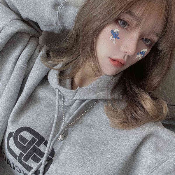 

ambj new hooded sweater bb lock letter printing loose fashion brand sweater pure cotton hoodie for men and women, Black