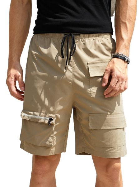 

men flap pocket drawstring waist bermuda shorts w8cm#, White;black