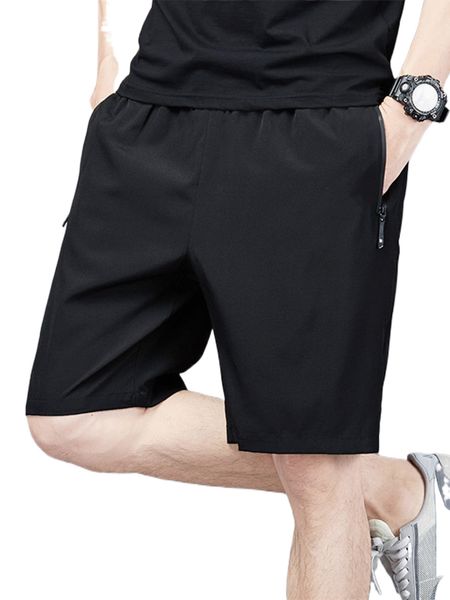 

men zip pocket drawstring waist shorts u51j#, White;black