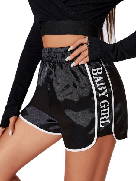 

letter graphic contrast binding track shorts g0jt#, White;black