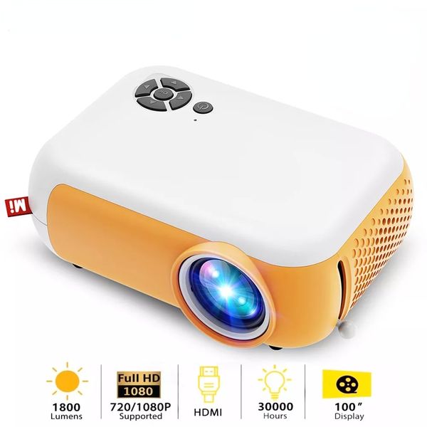 A10 Mini Projector LCD 1080p Filme de Projetor portátil suportado, Mirror Wired para iPhone Home Cinema Media Player